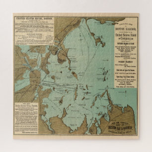 Quebra-cabeça Mapa da Vintagem do Porto de Boston (1884)