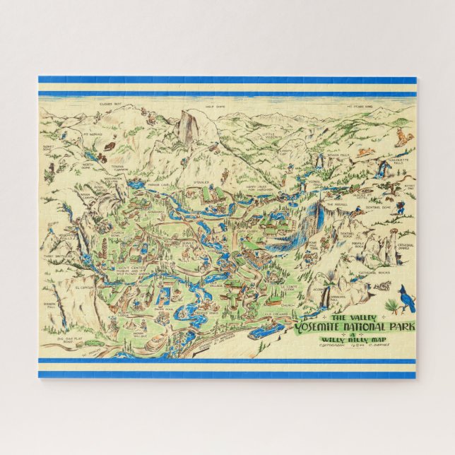 Quebra-cabeça Mapa da Yosemite Valley 16x20  (Horizontal)