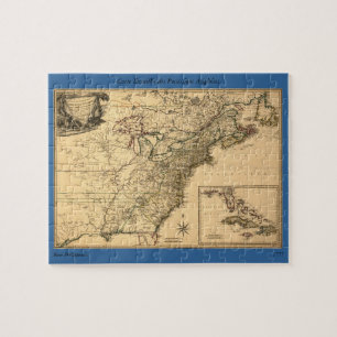 Quebra-cabeça Mapa das Colônias Americanas Vintage 1777 por Phe