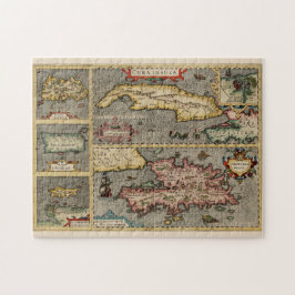 Quebra-cabeça Mapa das Ilhas do Caribe Vintage Jamaica Porto Ric