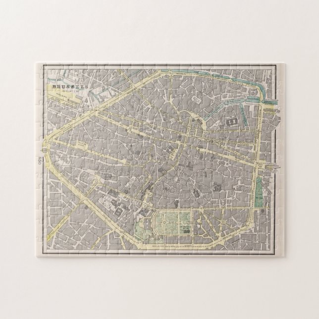 Quebra-cabeça Mapa das Vintagens de Bruxelas-Bélgica (1901) (Horizontal)
