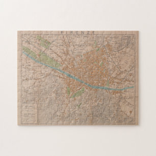 Quebra-cabeça Mapa das Vintagens de Florença, Itália (1910)