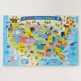 Quebra-cabeça Mapa de animais dos EUA para crianças
