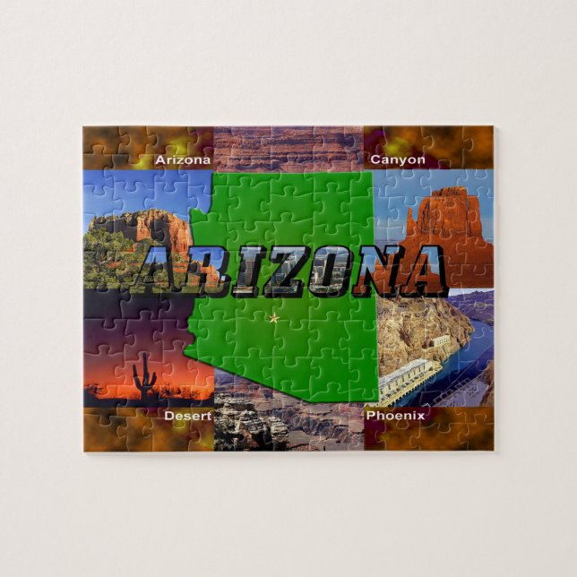 Quebra-cabeça Mapa de arizonas e Texto de Imagem (Horizontal)