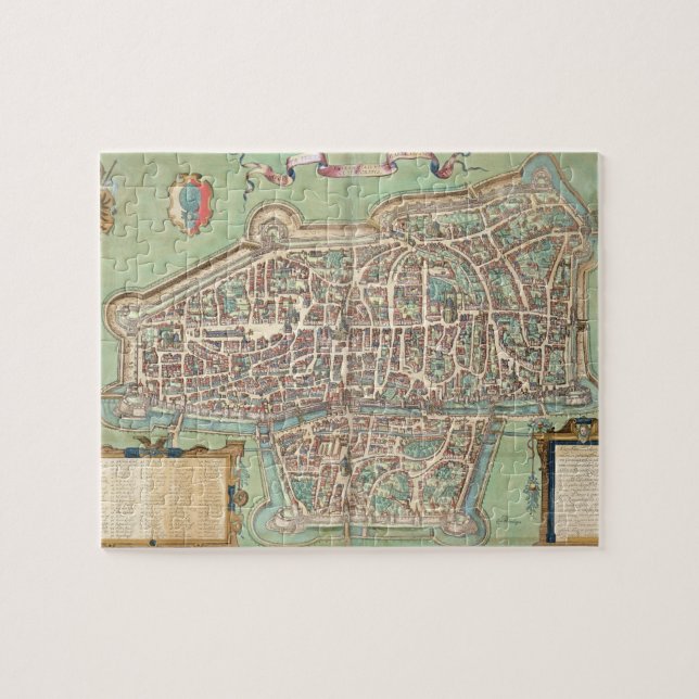 Quebra-cabeça Mapa de Augsburg, de "Civitates Orbis Terrarum" b (Horizontal)