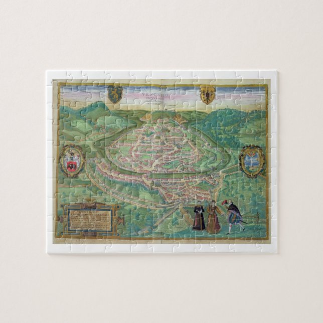 Quebra-cabeça Mapa de Besancon, de "Civitates Orbis Terrarum" b (Horizontal)