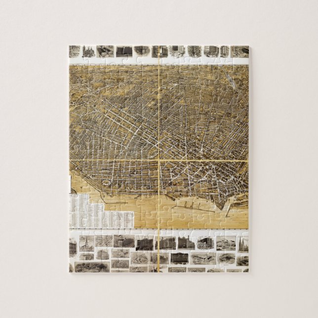 Quebra-cabeça Mapa de Birdseye de Búfalo, New York (1900) (Vertical)