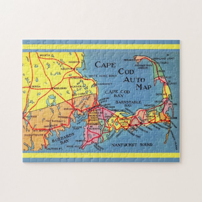 Quebra-cabeça Mapa de Cape Cod em Puzzle 11x14 (Horizontal)