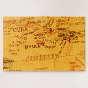 Quebra-cabeça Mapa de Caribes do Vintage Jamaica Jigsera Quebra-