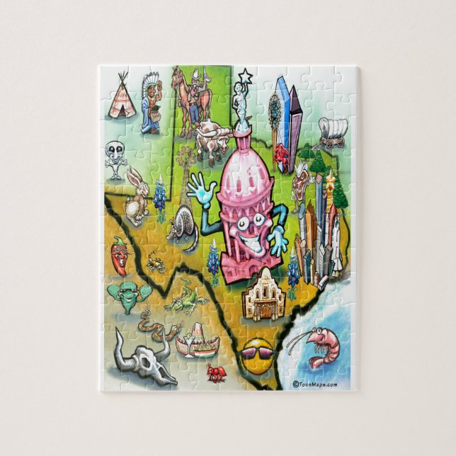 Quebra-cabeça Mapa de Cartoons de Austin Texas (Vertical)