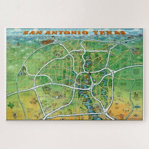 Quebra-cabeça Mapa de Cartoons de San Antonio Texas