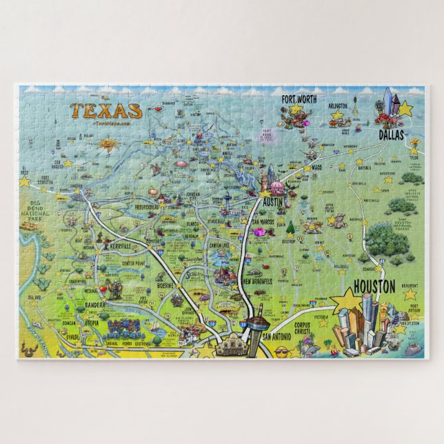 Quebra-cabeça Mapa de Cartoons do Texas (Horizontal)