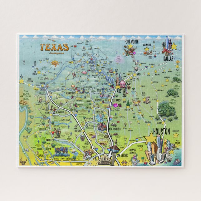 Quebra-cabeça Mapa de Cartoons do Texas (Horizontal)