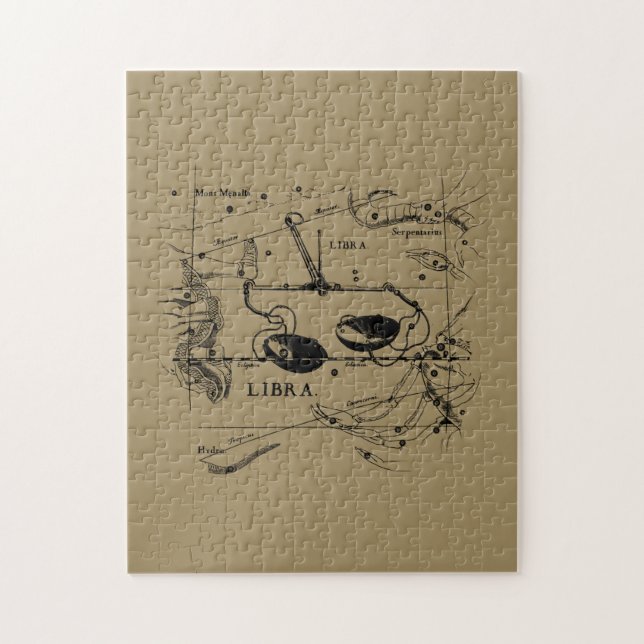 Quebra-cabeça Mapa de Constelação de Libra Hevelius 1690 Decor (Vertical)