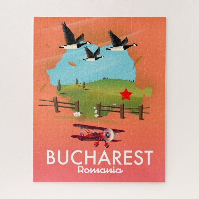 Quebra-cabeça mapa de férias de Bucareste Romênia (Vertical)