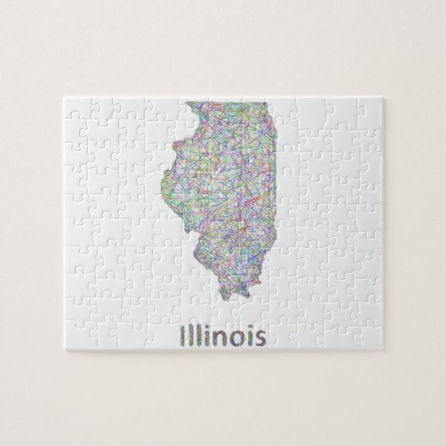 Quebra-cabeça Mapa de Illinois (Horizontal)