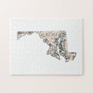 Quebra-cabeça Mapa de Imagens de Maryland Vintage