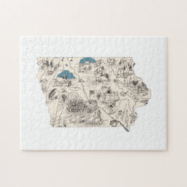 Quebra-cabeça Mapa de Imagens do Iowa Shaped Iowan Hawkeye Vinta