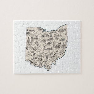 Quebra-cabeça Mapa de Imagens Ohioan do Ohio Shaped Buckeye Vint