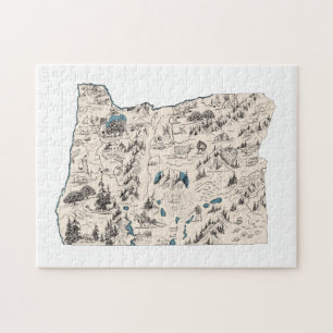 Quebra-cabeça Mapa de Imagens Vintage do Oregon Shaple