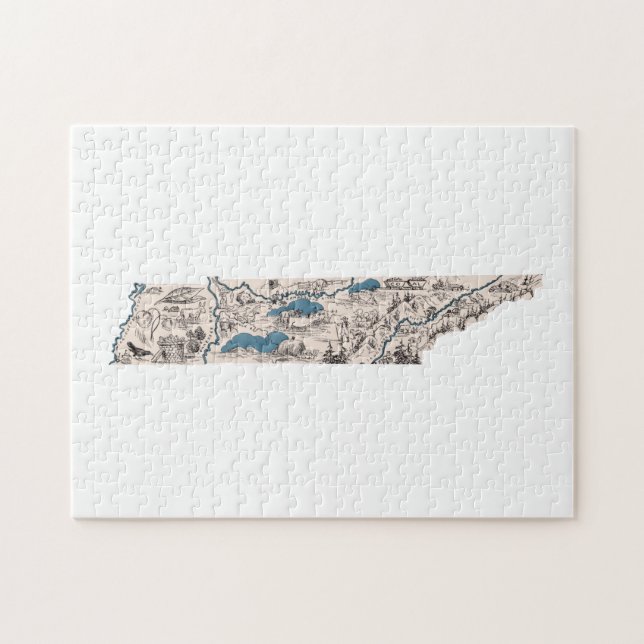 Quebra-cabeça Mapa de Imagens Vintage do Tennessee Shaped (Horizontal)