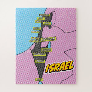 Quebra-cabeça Mapa de Israel ilustrado com pop Art