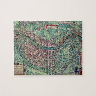 Quebra-cabeça Mapa de Lyon, de "Civitates Orbis Terrarum" pelo