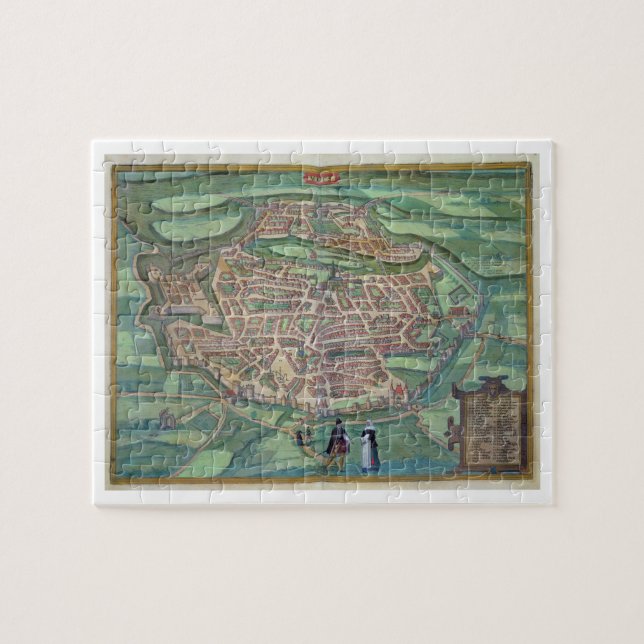 Quebra-cabeça Mapa de Metz, de "Civitates Orbis Terrarum" pelo (Horizontal)