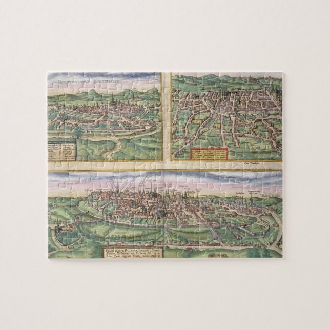 Quebra-cabeça Mapa de Montpellier, excursões, e de Poitiers, 'de (Horizontal)