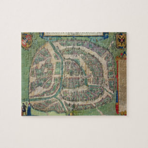Quebra-cabeça Mapa de Moscovo, de "Civitates Orbis Terrarum"