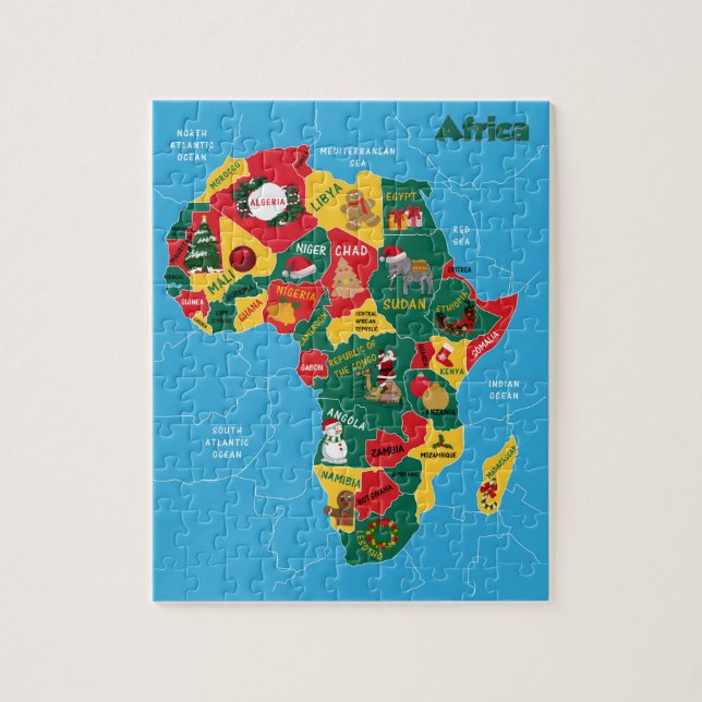 Quebra-cabeça Mapa de Natal de África (Vertical)