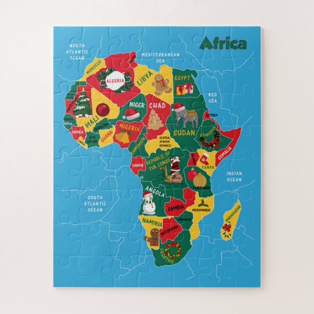 Quebra-cabeça Mapa de Natal de África (Vertical)