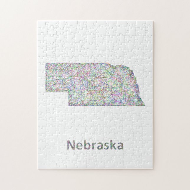 Quebra-cabeça Mapa de Nebraska (Vertical)