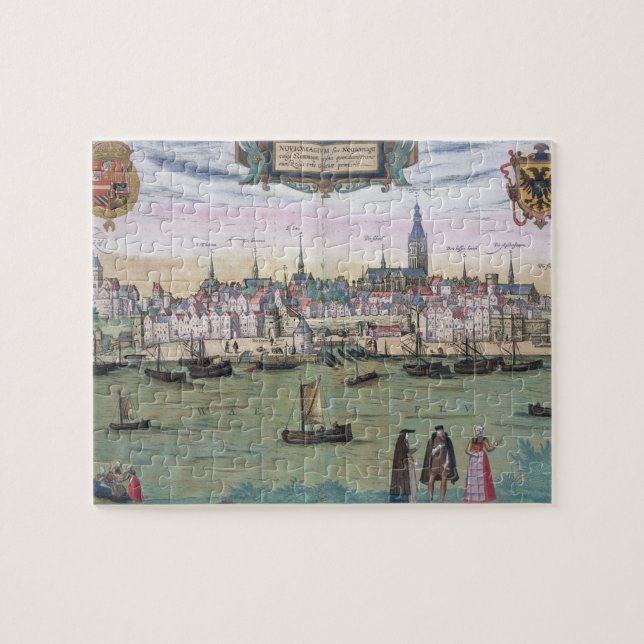 Quebra-cabeça Mapa de Nijmegen, de "Civitates Orbis Terrarum" b (Horizontal)