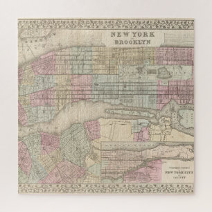 Quebra-cabeça Mapa de Nova Iorque de Vintage