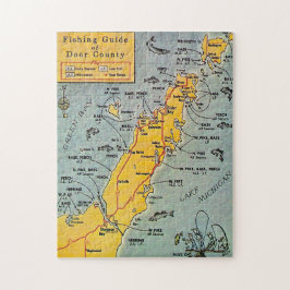Quebra-cabeça "Mapa de Pesca do Condado de Door 11x14 Jigsaw Puz