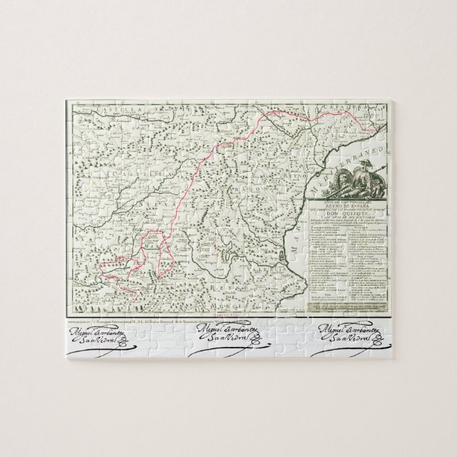 Quebra-cabeça Mapa de rota de Don Quixote - assinatura de (Horizontal)