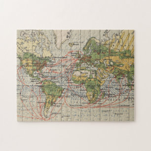 Quebra-cabeça Mapa de rotas da navigação do mundo do vintage