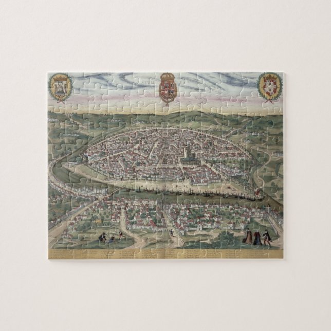 Quebra-cabeça Mapa de Sevilha, de "Civitates Orbis Terrarum" (Horizontal)