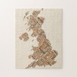 Quebra-cabeça Mapa de texto BRITÂNICO da cidade de Grâ Bretanh