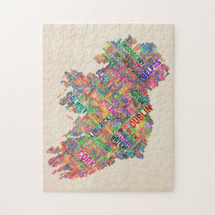 Quebra-cabeça Mapa de texto da cidade de Ireland Eire
