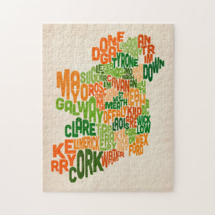 Quebra-cabeça Mapa de texto do condado de Ireland Eire