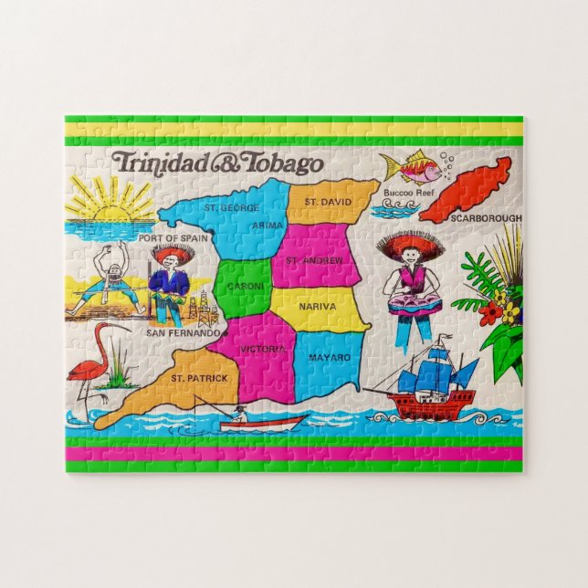 Quebra-cabeça Mapa de Trinidad e Tobago 11x14 (Horizontal)
