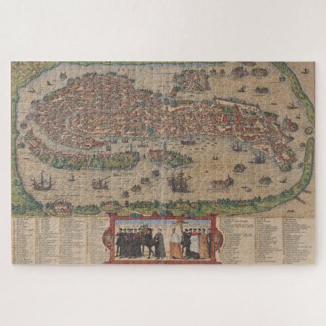 Quebra-cabeça Mapa de Veneza Itália (1572) (Horizontal)