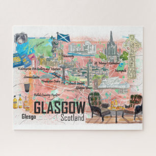 Quebra-cabeça Mapa de Viagem da Escócia de Glasgow