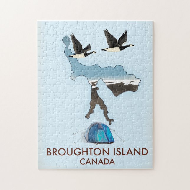 Quebra-cabeça mapa de viagem da ilha Broughton Canadá (Vertical)