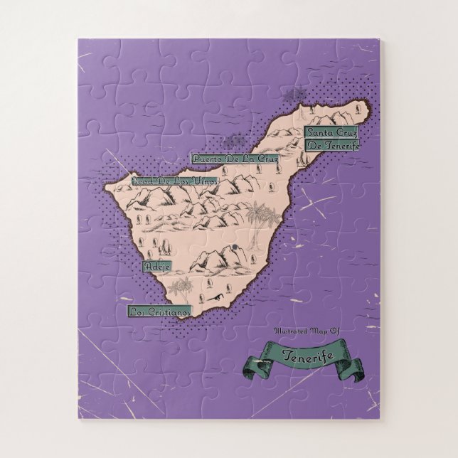 Quebra-cabeça Mapa de viagem ilustrado de Tenerife (Vertical)