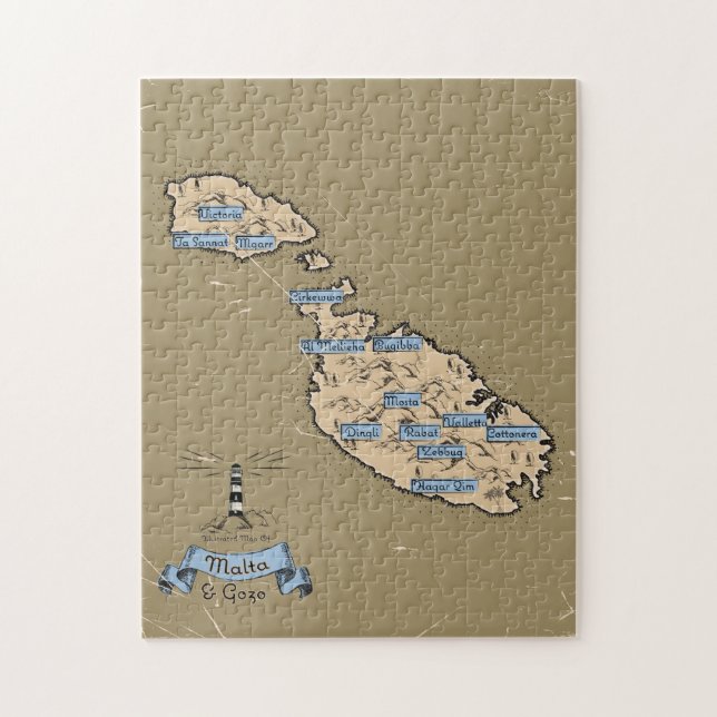 Quebra-cabeça Mapa de viagem ilustrado Malta (Vertical)