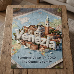Quebra-cabeça Mapa de Viagem Veneza Itália Férias em Família em 
