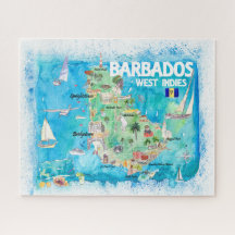 Mapa de Viagens de Caribe Ilustrado das Antilhas d